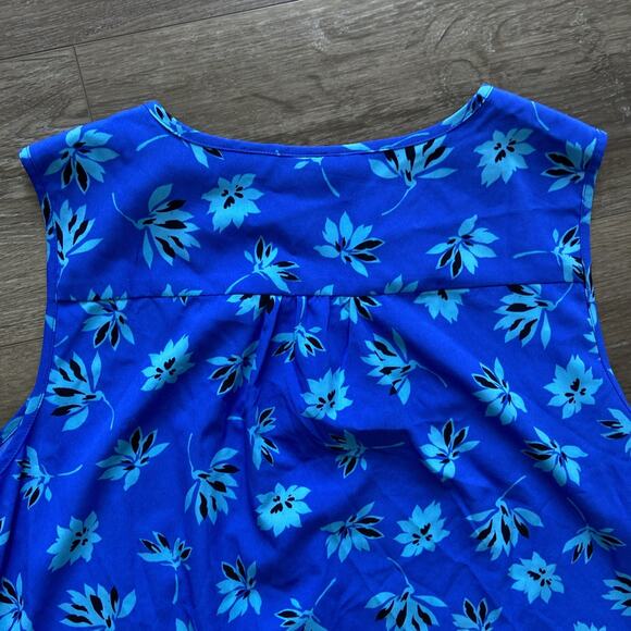 Bob Mackie Wearable Art Dress Sz M Blue Teal Floral Stretch Side Slits Lghweight - Picture 13 of 16